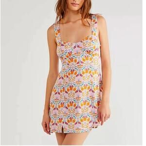 Free People | Sasha Mini Dress Floral Sweetheart Neck Boho Bohemian Small